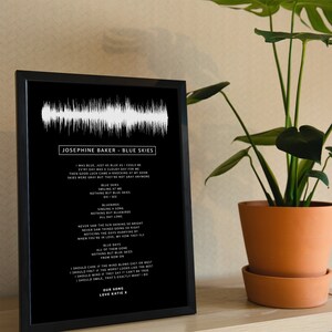 Lyrics Sound Wave Poster Personalised Any Song First Dance Soundwave Gift for Men Music image 2