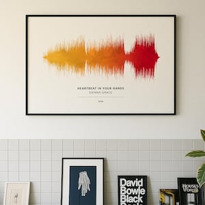 Stampa artistica con onda sonora della canzone preferita - Codice QR scansionabile - Regalo musicale personalizzato