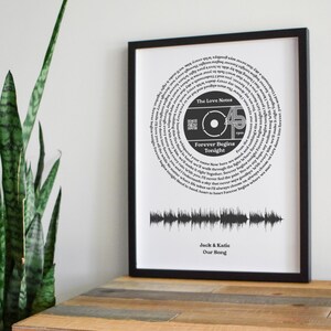 Testi personalizzati in vinile in stile disco d'arte / Stampa di testi di canzoni personalizzati / Regalo musicale unico / Regalo di anniversario, matrimonio o compleanno