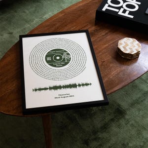 Custom Lyrics Vinyl Record Style Art | Personalised Song Lyrics Print | Unique Music Gift | Anniversary, Wedding, or Birthday Gift