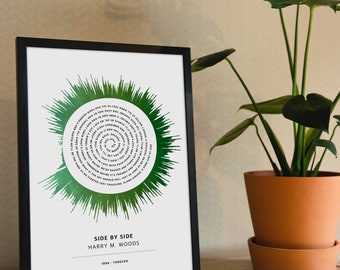 Spiral Lyrics Sound Wave Art Print - Your Favourite Song's Lyrics Transformed Into Music Wall Art