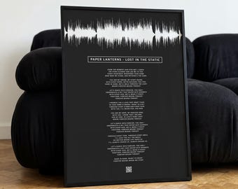 Song Lyrics Poster Personalised - Music Art Gift for husband boyfriend - Anniversary Idea