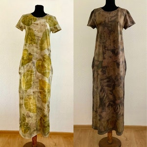 Cotton dress-eco print- botanical print, natural dyes