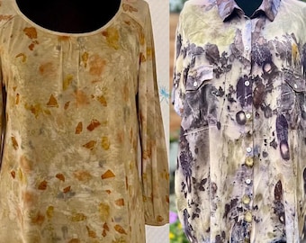 Eco Print T-Shirt: Natural Botanical Dye, Handmade