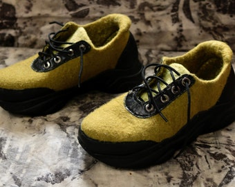 Felted natural wool sneakers comfortable  Еco shoes good for feet Sneaker size 40 (us 9,5-10)