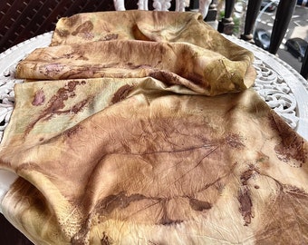 Plant Print Silk Fabric: Natural Eco-Dyed Sewing Material