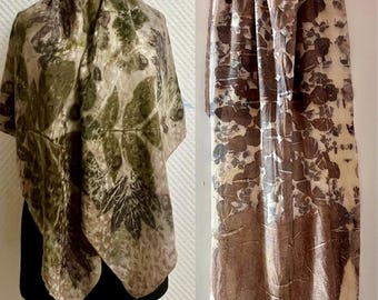 Eco-Print Fabric: Natural Dyed Linen & Silk-Cotton Blend