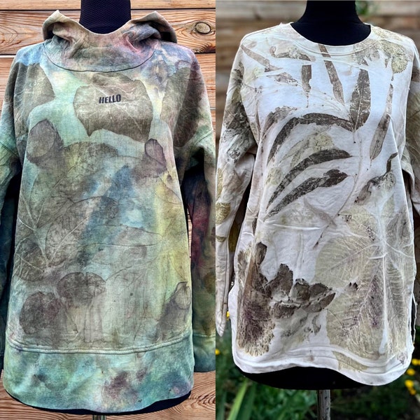 T-shirt and hoodie eco print botanical print natural dyes eco moda