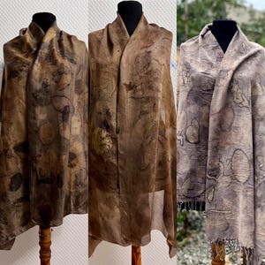 Botanical Eco Print Scarf: Silk & Cotton Viscose Accessory