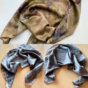 Botanical Eco Print Silk Scarf: Hand-Dyed Natural Accessory