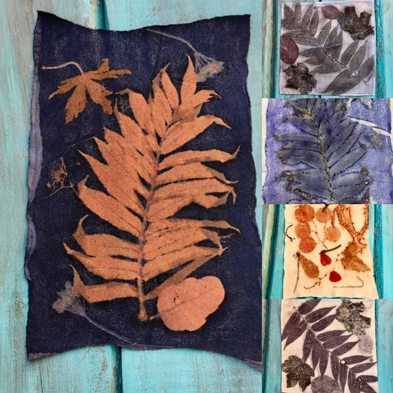 Eco print fabric / dyed with natural dyes / for your projects. Etsy