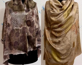 Eco Print Silk Fabric: Natural Plant-Dyed Scarf Sewing Material