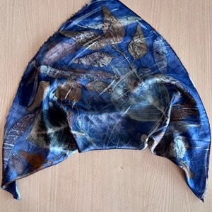 Botanical Eco Print Silk Neckerchief: Hand-Dyed Scarf