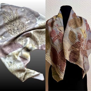 Botanical Print Silk Scarf: Eco Dyed Natural Leaves