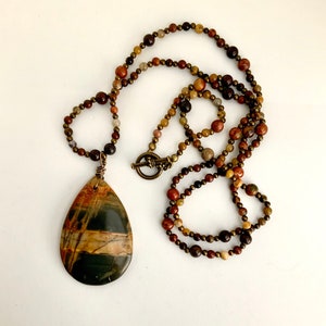 Picasso Jasper & Bronze Beaded Necklace