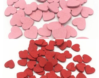 MINIATURES WOOD PEG VALENTINES HEARTS 10 MIXED COLOURS PAPERCRAFT SCRAPBOOKING