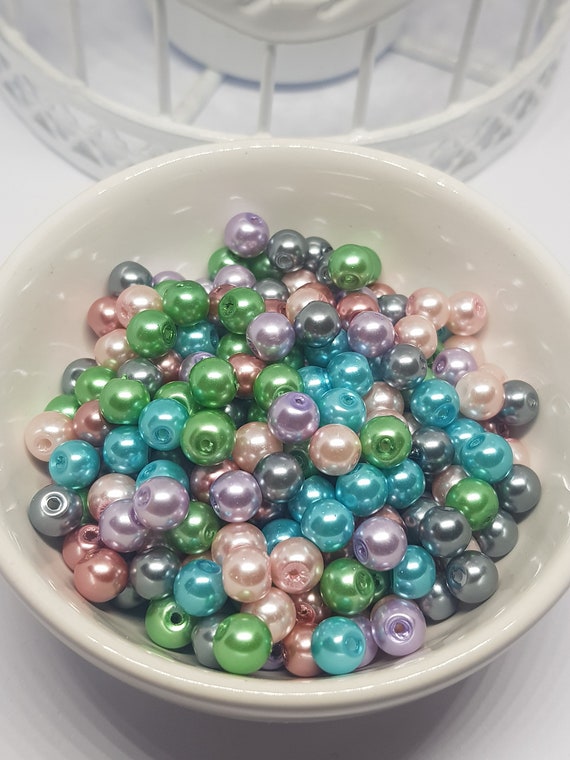 6mm Pearl Beads, Mixed Pearl Beads, Mermaid Beads, Ocean, Sea, Beach, 6mm  Beads, 6mm Mixed Glass Beads, Pearl Beads,Mixed Pearls