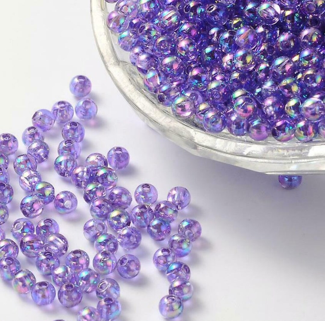 Acrylic Beads, Lilac Beads, Rainbow Beads, 8mm Beads, Round Beads