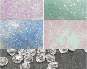 Acrylic Bicone, Plastic Beads, 4mm Beads, Small Beads, Large Pack, Wholesale, Pink, Green, Clear, Blue, Lilac,