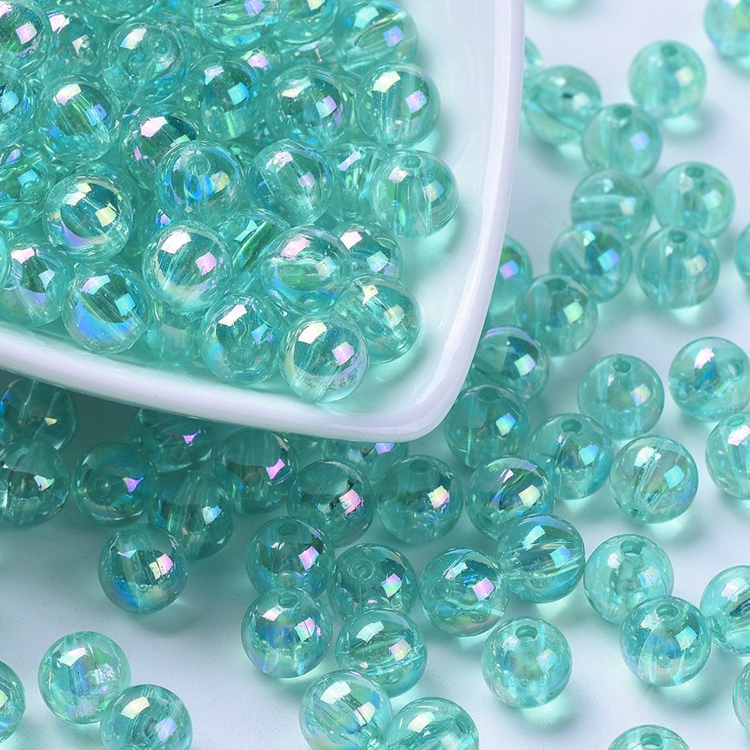 Acrylic Beads, Green Beads, Rainbow Beads, 8mm Beads, Round Beads, Bead
