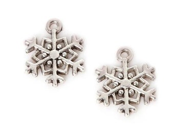 Snowflake Charms, Snowflake Pendants, Silver Snowflakes, Tibetan Silver Snowflakes, Winter Charms, Festive Charms, Christmas Charms,