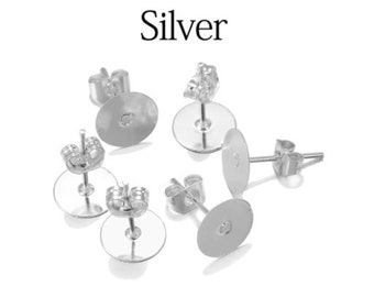 Silver Stud Posts, Silver Earring Posts, Earring Flats, 10mm Earring, 12mm Earring,