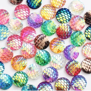 10mm Cabochon, Mermaid Scales, Mermaid Cabochon, Mermaid Jewellery, 10mm Mermaid, Mermaid Jewelry , Fish Scales, Mermaid Flatbacks,