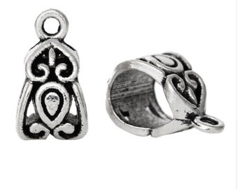 Antique Silver Bails, Spacer Bails, Bail Bead, Tube Bead, 14x8mm, Fit European Bracelet, Jewellery Bail, SIlver Jewellery Bail, Bails,