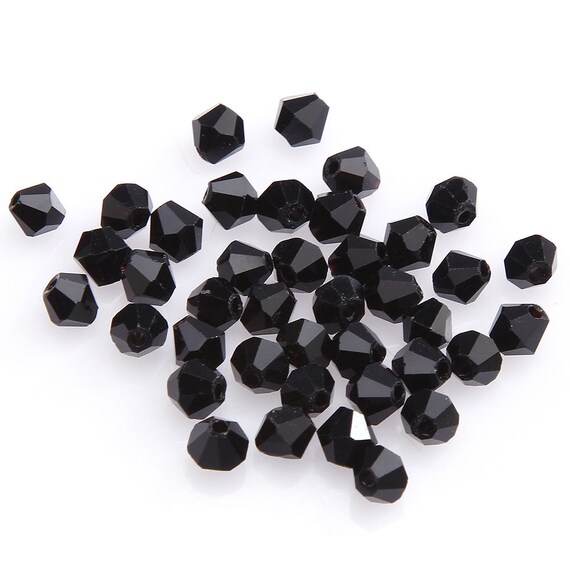 Bicone Beads Black 4mm Bicones Black Faceted 4mm Beads 4mm Beads AB Beads Glass Beads Black Beads