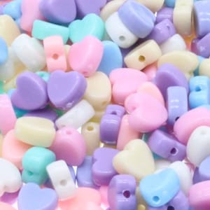 Pastel Heart Beads, Heart Spacer, Childrens Beads, Kids Beads, Acrylic Beads, Spacer, Small Hearts Beads, Mixed Heart Beads, 8mm Bead