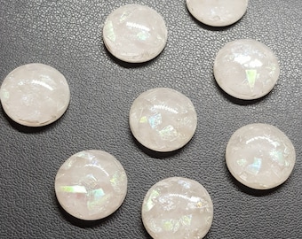 White Opal, Opalite, White Cabochons, 12mm Cabs, 10mm, 12mm Round, Resin Cabochons, Druzy, Drusy, Mood Stones, Gliiter, Faux Opal,