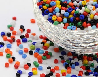 Mixed Seed Beads, Glass 2mm Beads, Tiny Beads, Small Beads, Opaque Beads,
