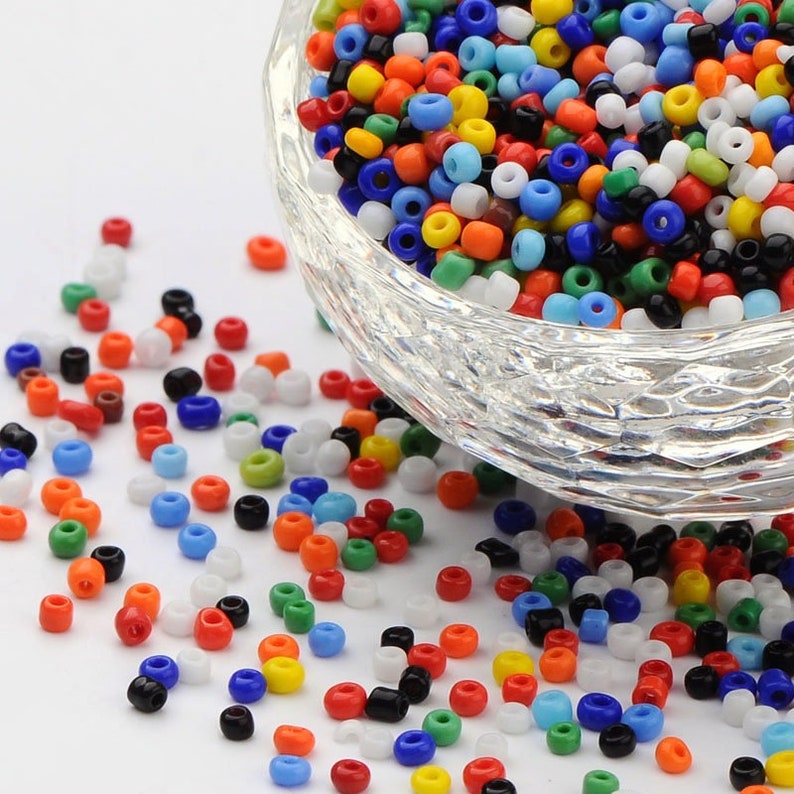 Mixed Seed Beads, Glass 2mm Beads, Tiny Beads, Small Beads, Opaque Beads, image 1