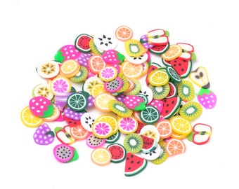 Fimo Shapes, Fruit Slices, Fimo Fruit, Fimo Clay, Miniature Fimo, Fimo Slices, Miniature Shapes, 5mm, Tiny Shapes, Tiny Cabochons, slime,