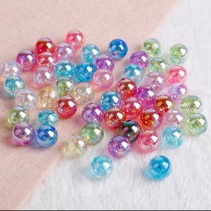 Acrylic Beads, Transparent Beads, Rainbow Beads, 8mm Beads, Round Beads, Bead Supplies, UK Beads, Low Cost Beads, image 1