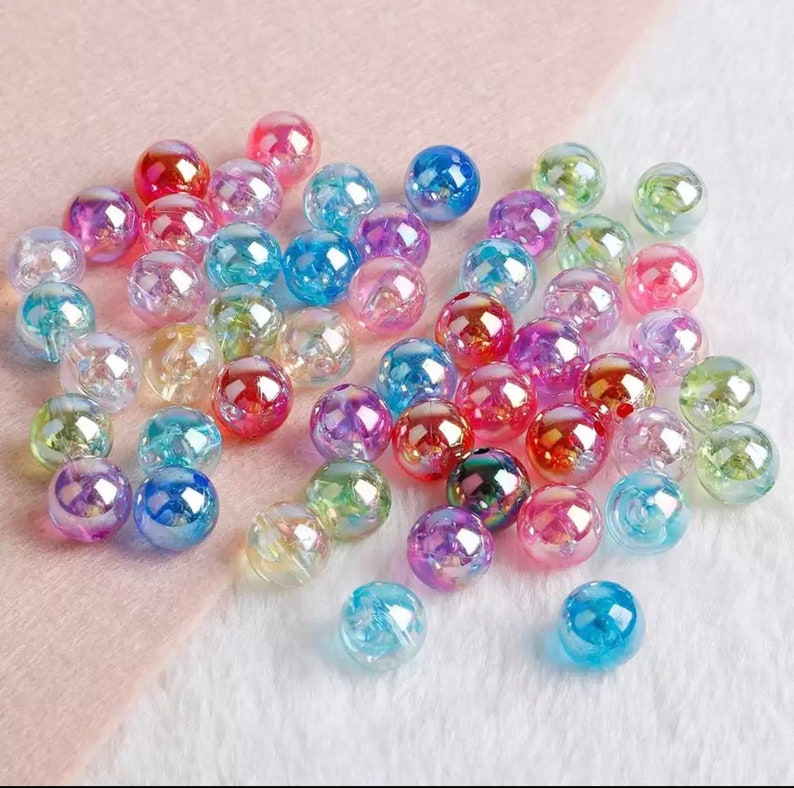 Acrylic Beads, Transparent Beads, Rainbow Beads, 8mm Beads, Round Beads, Bead Supplies, UK Beads, Low Cost Beads, image 1