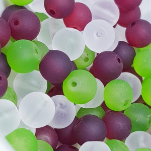 Christmas Beads, Frosted Beads, 8mm Beads, 6mm Beads, Festive Beads, Holidays, Xmas, Opague Beads,