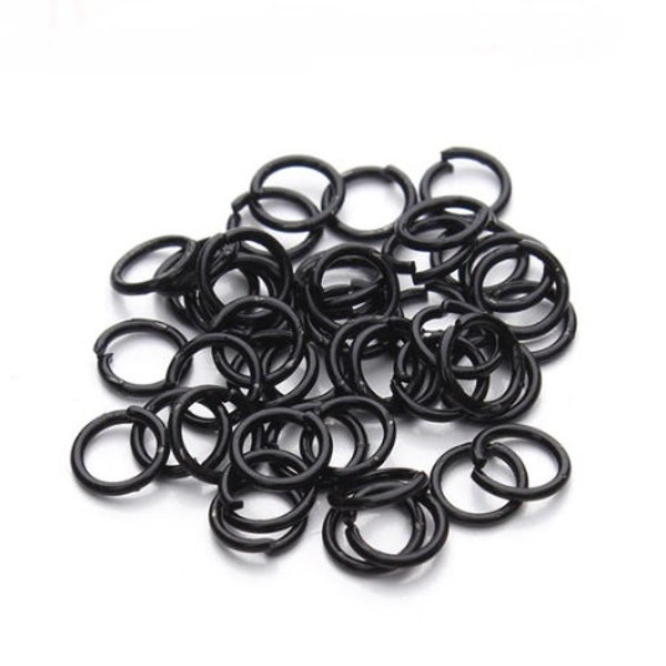 Black Jump Rings, 8mm Black Jump Rings, 10mm Black Jump,  7mm Jump Ring, Jump Ring Pack,