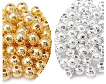Silver Beads, Silver Spacer Beads, Gold Spacer Beads, Silver Plated Spacer Beads, 3mm Beads, Gold Beads, Small Silver Beads, 3mm Gold