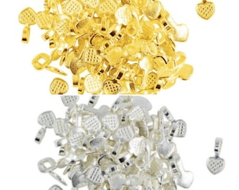 Silver Bails, Glue Bails, Pad Bails. Charm Making, Pendant Making, Glue Pad, Gold Bails, Jewelry Bails, Necklace Bail, Heart Bails,