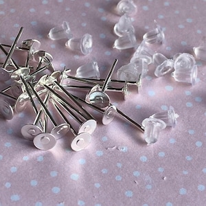 Silver Earring Posts, 4mm Earring Posts, Small Earring Setting, Tiny Earring Post,