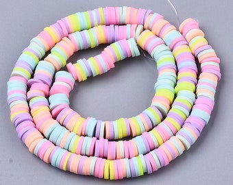 Disc Beads, Polymer Clay Beads, 6mm Beads, Pastel Beads, Colourful Beads, Keishi beads, Mixed Beads, Mixed Spacers, Fimo Beads,