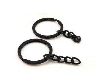 Black Keyrings, Black Keychains, 28mm Split Rings, Handbag Hoops, Bag Charm, Purse Charm, Keyring Making, Black Split Rings,