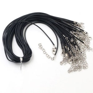 Necklace Cord, Paxcoo 50Pcs Black Necklace String Rope with Clasp