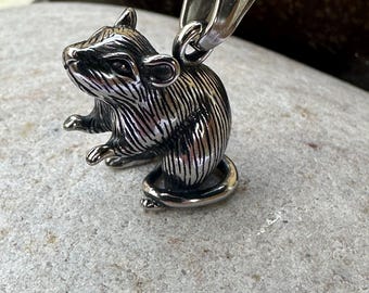 Rat Necklace, Silver Rat Gift, Rat Jewellery, Rodent, Titanium Rat, Memorial Rat,