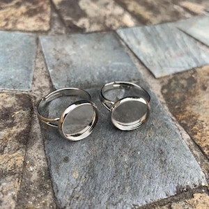 Silver Ring Blanks, Ring Blanks, Ring Settings, 12mm Ring Blanks, Adjustable Ring, Silver Adjustable Ring, Ring 12mm,