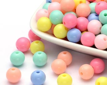 Candy Spacer Beads, Pastel Beads, 6mm Round Beads, Acrylic 6mm Beads, 6mm Pastel Beads, 6mm Ball Beads, Acrylic Pastel