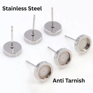 6mm Cabochon Earrings, 8mm Small Studs, Stainless Studs, 10mm Stud Earrings,
