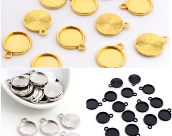 8mm Cabochon Settings, Gold, Silver, Black, 8mm Bezel, 8mm Tray, 8mm Cup, Cabochon Holders, Pendant Trays,