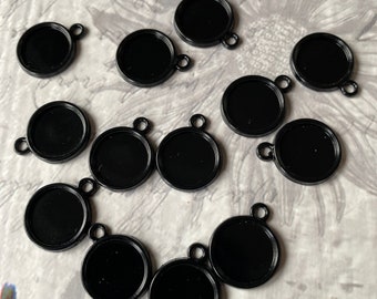 Black 10mm Setting, Black Cabochon Setting, 10mm Bezel, 10mm Setting, Cabochon Setting, Jewellery Setting, Silver 10mm, 10mm Tray,
